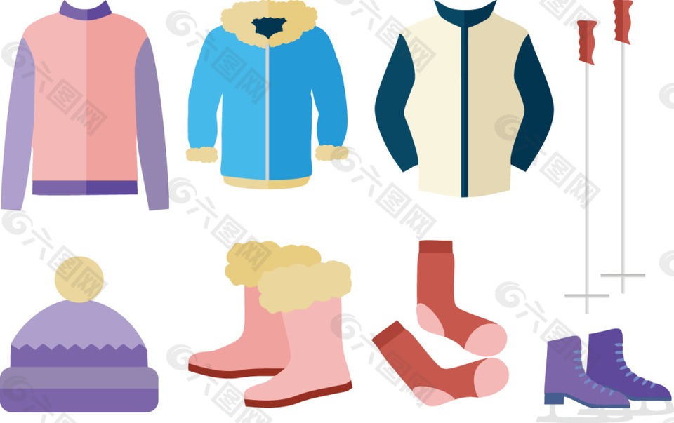 扁平冬季服飾素材產品工業素材免費下載(圖片編號:8681.